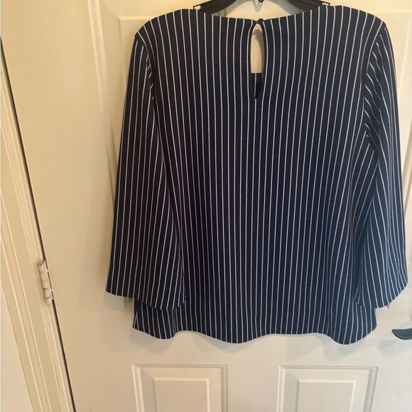 Anthropologie MELLODAY Navy and White Striped Top - Picture 4 of 5